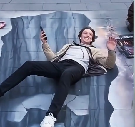 צייר רחוב מצייר תהום והתגובות קורעות